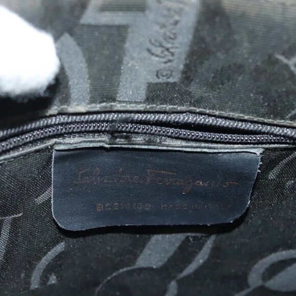 Salvatore Ferragamo Gancini Shoulder Bag Leather Black Gold Auth - Picture 14 of 16